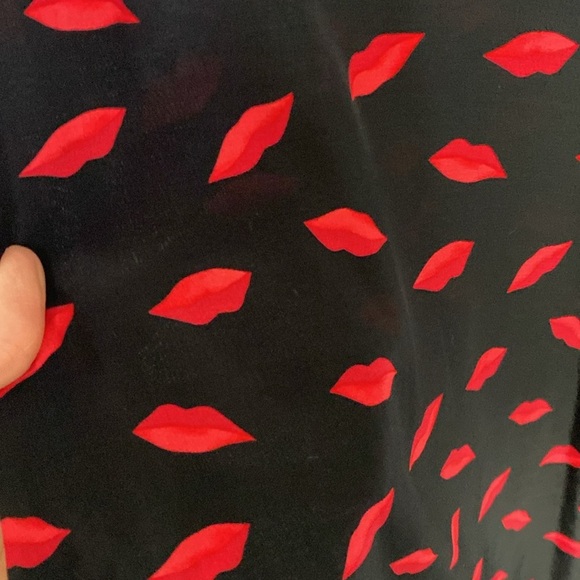 Women's Short Sleeve Maxi Sundress - A New Day Black/Red Lip Print Sz 10 - Picture 6 of 9